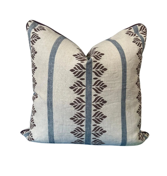 Fern Stripe Pillow Cover | Thibaut Designer Fabric | 20x20in Double-Sided | Handmade